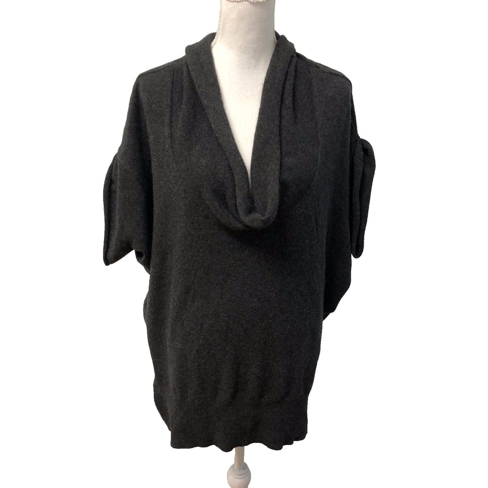 Vince‎ Cashmere Sweater Womens Medium Gray Scoop Neck Oversize Short Sleeve